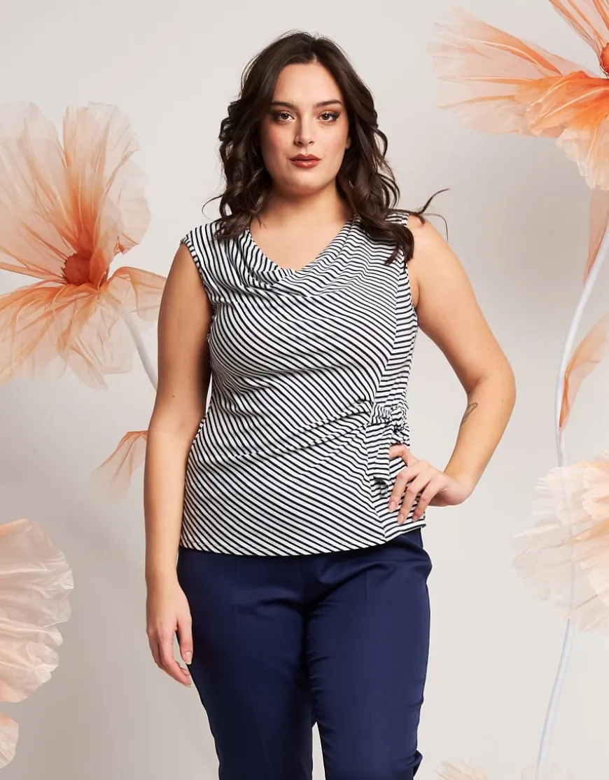 Top in jersey di viscosa a righe lurex