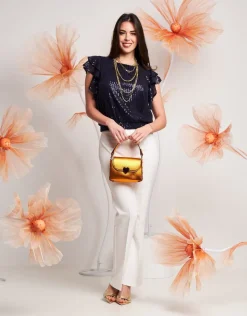 Top in paillettes con elastico