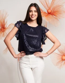 Top in paillettes con elastico