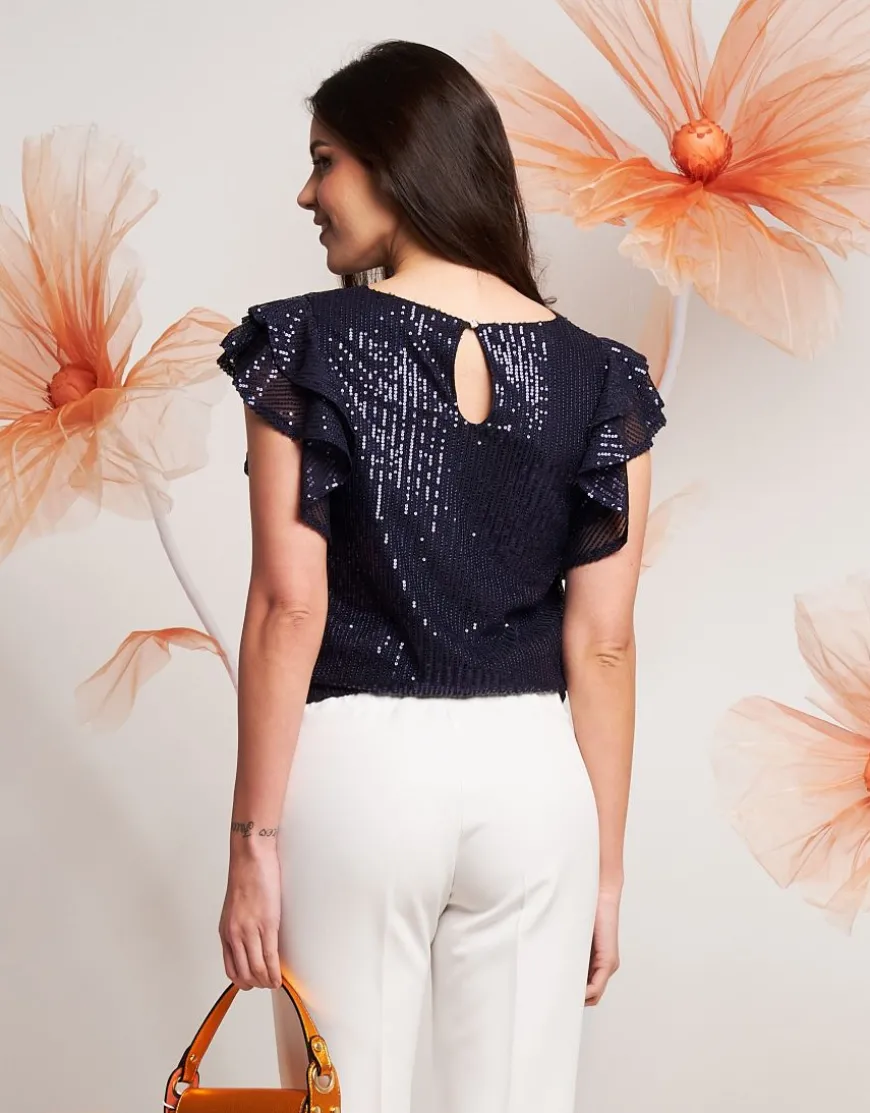 Top in paillettes con elastico