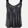 Top in paillettes con spallina larga