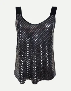 Top in paillettes con spallina larga