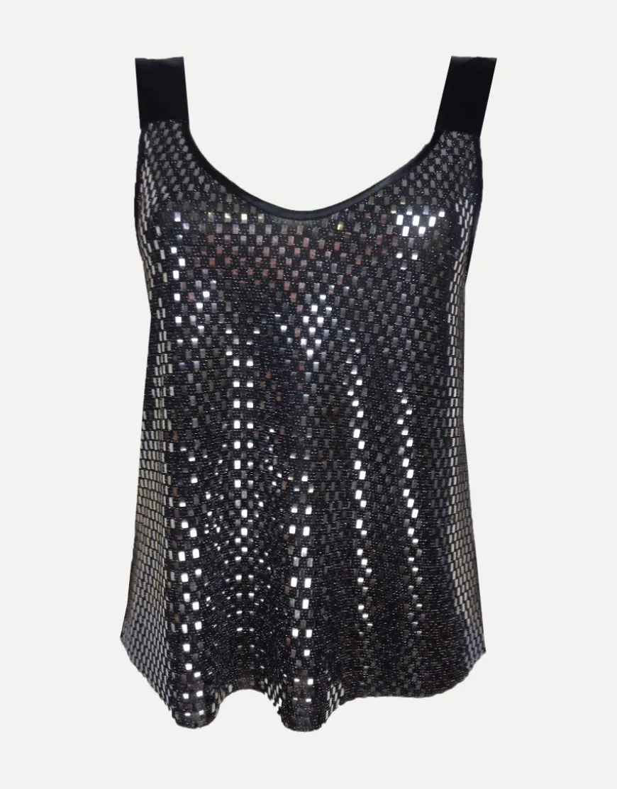 Top in paillettes con spallina larga