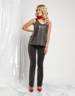 Top in paillettes con spallina larga