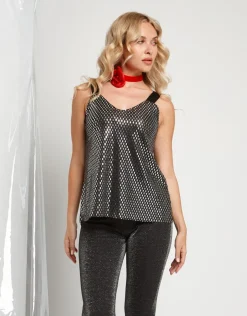 Top in paillettes con spallina larga