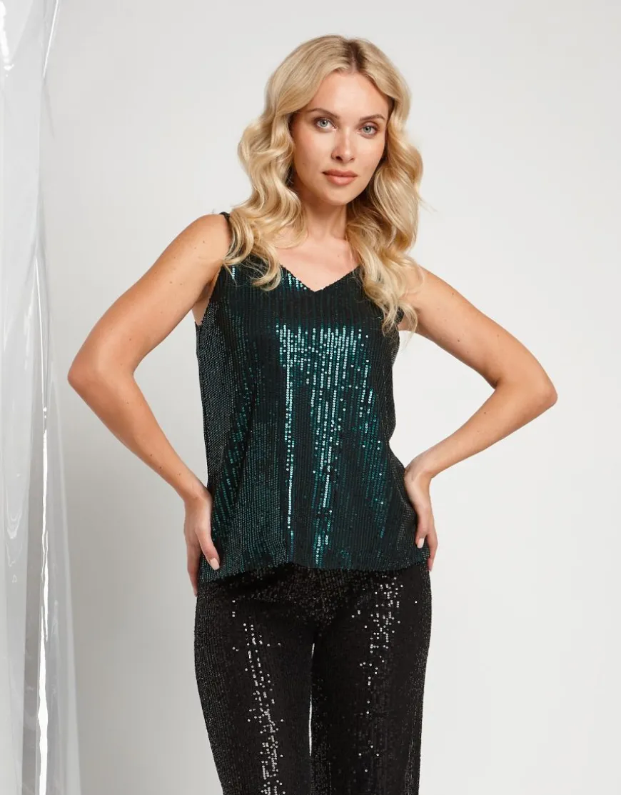 Top in paillettes verde