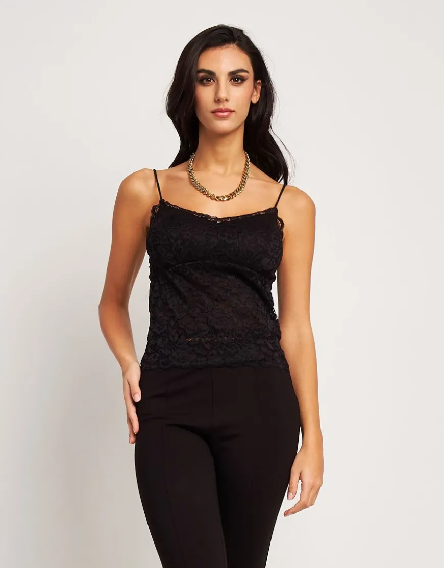 Top in pizzo con spalline