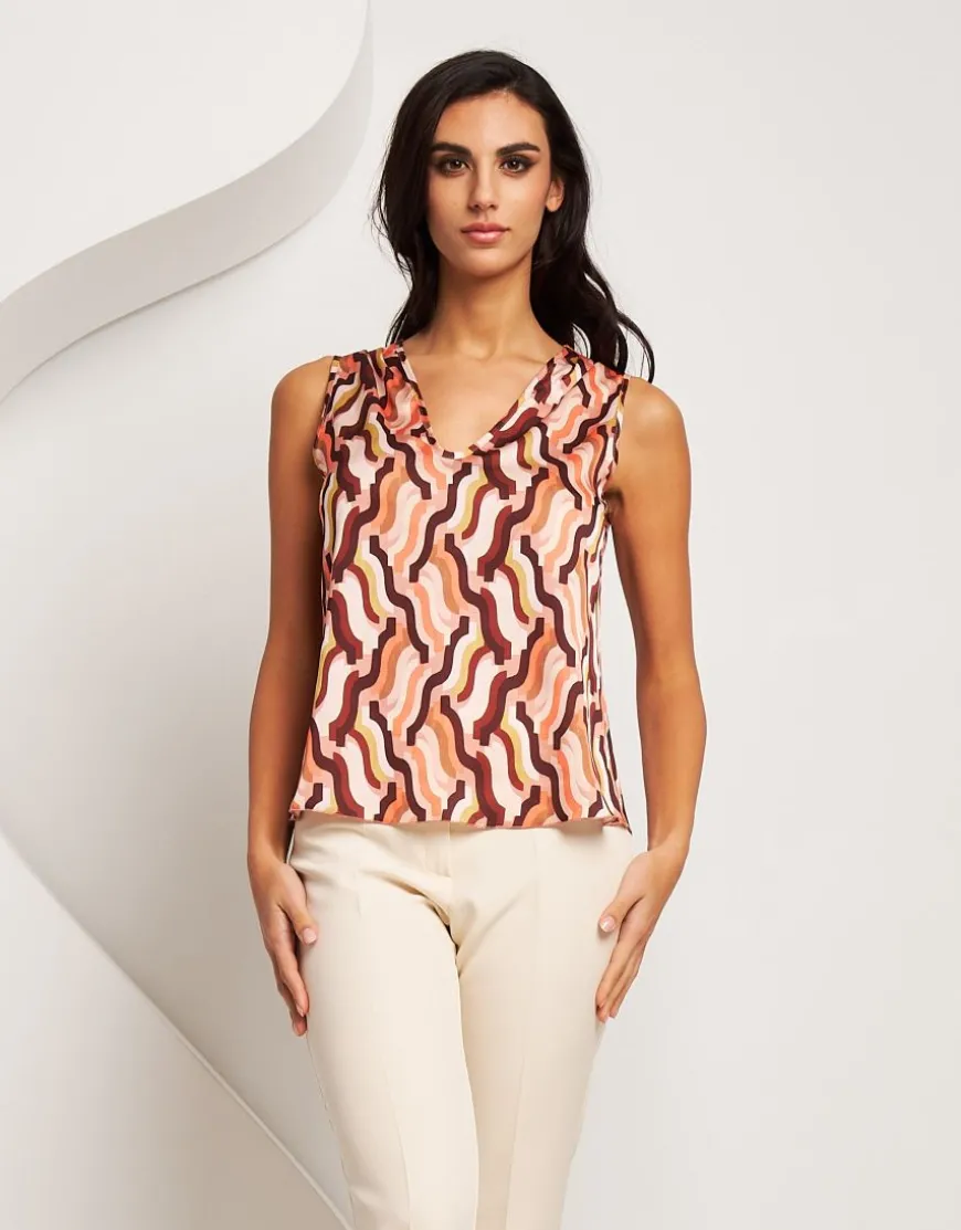 Top in raso con drappeggio