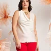 Top in raso con scollo a cappuccio
