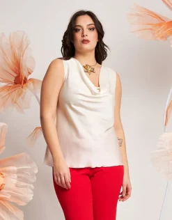 Top in raso con scollo a cappuccio
