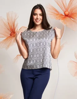 Top in raso con spalla risvoltata