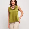 Top in raso con volants