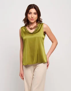 Top in raso con volants