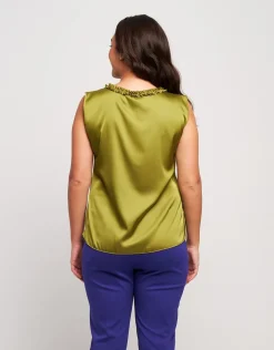 Top in raso con volants