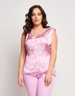Top in raso fantasia floreale