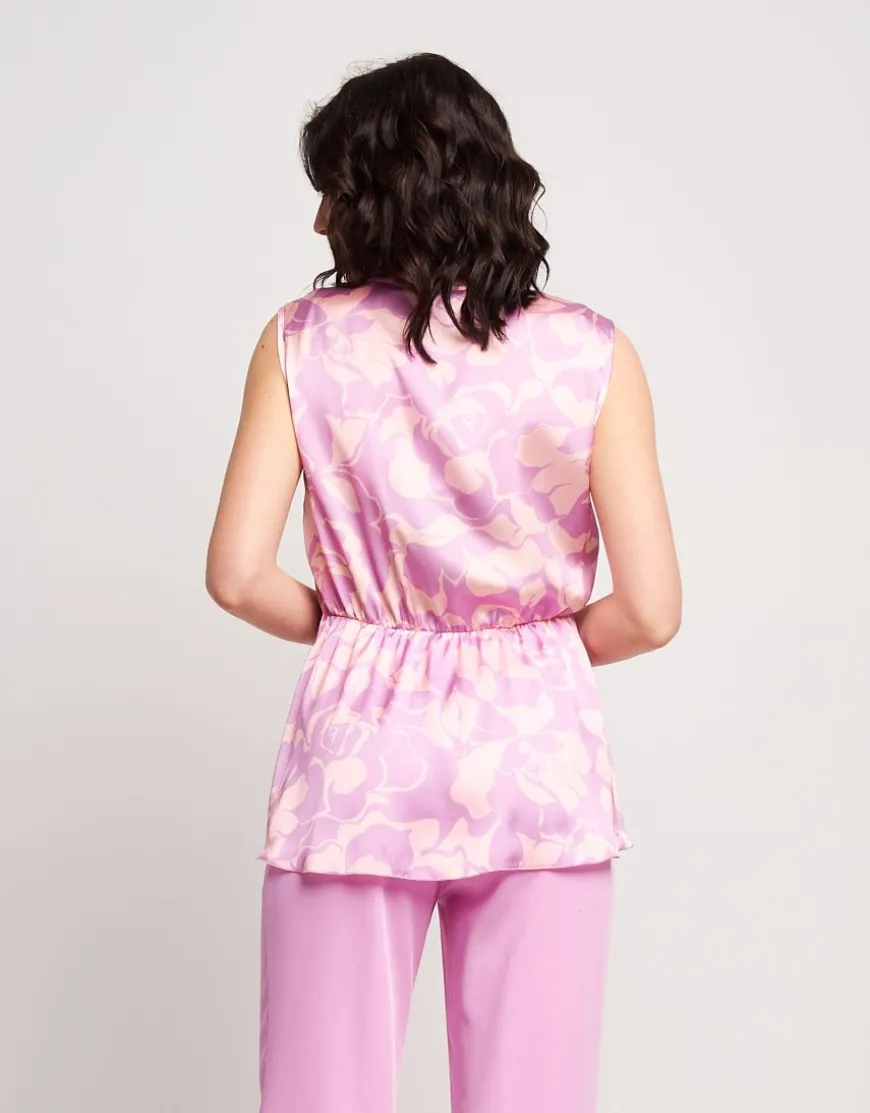 Top in raso fantasia floreale