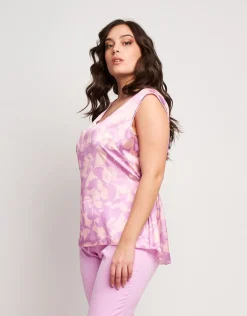 Top in raso fantasia floreale