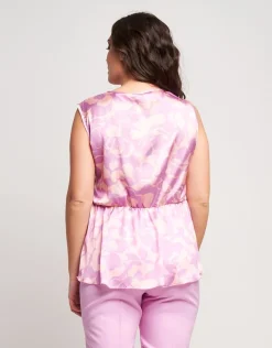 Top in raso fantasia floreale