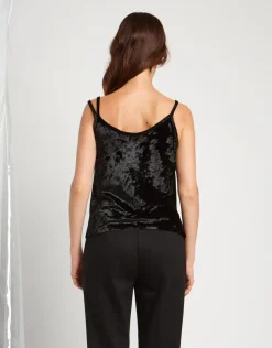 Top in velluto con scollo a cappuccio