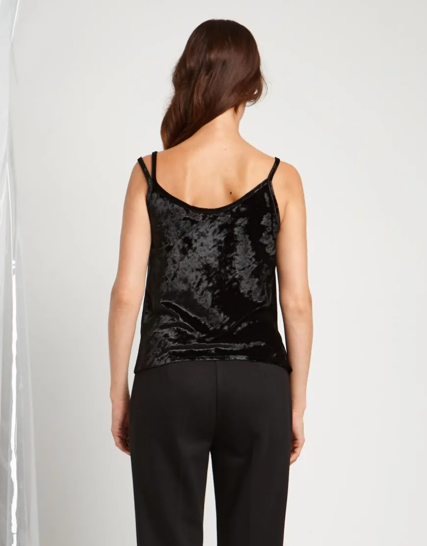 Top in velluto con scollo a cappuccio