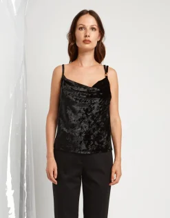 Top in velluto con scollo a cappuccio