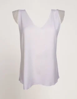 Top in viscosa con alette in rete