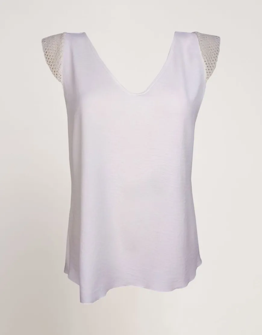 Top in viscosa con alette in rete