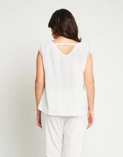 Top in viscosa con alette in rete