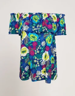 Top in viscosa fantasia con volants