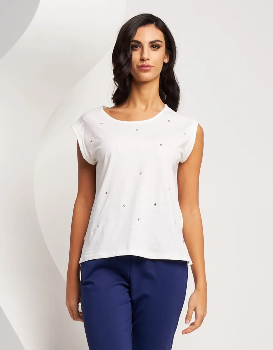 T-shirt a poncetta con diamanti
