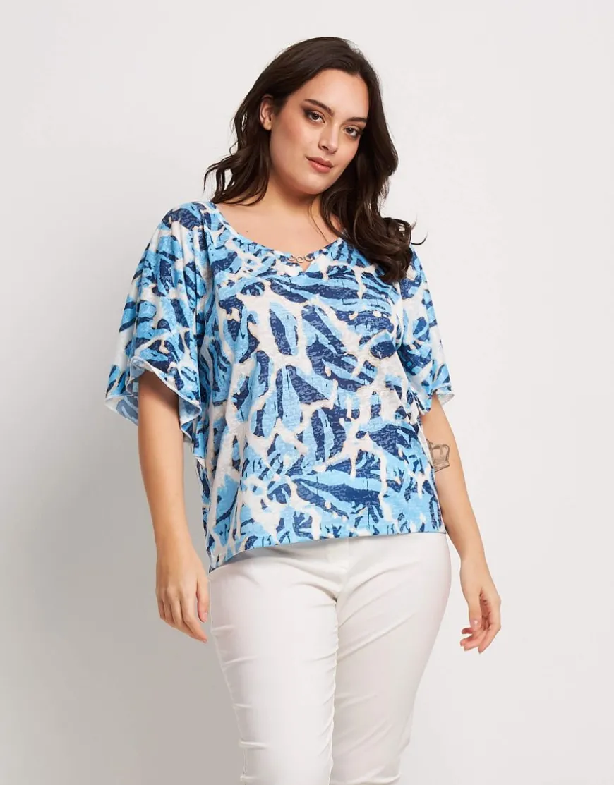 T-shirt a ponchetto con gioiello