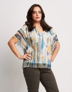 T-shirt a poncho stampato con ali