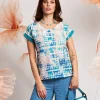 T-shirt a scatola con lamina e paillettes