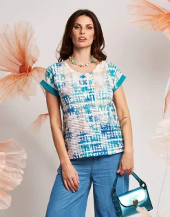 T-shirt a scatola con lamina e paillettes