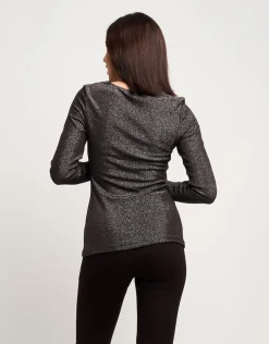 T-shirt con arriccio e zip frontali
