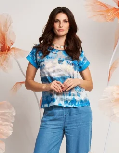 T-shirt con lamina e paillettes