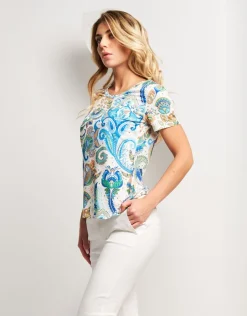T-shirt con patch paillettes a cuore