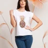 T-shirt con stampa ananas e strass