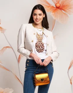 T-shirt con stampa ananas e strass