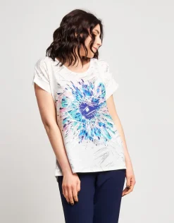 T-shirt con stampa e risvolti
