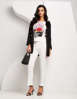 T-shirt con stampa e strass