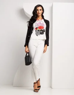 T-shirt con stampa e strass