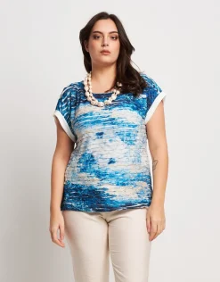 T-shirt con volants e risvolto