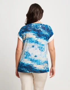 T-shirt con volants e risvolto