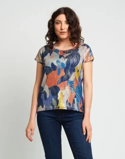 T-shirt fantasia con dettagli dorati