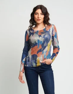 T-shirt fantasia con dettagli dorati