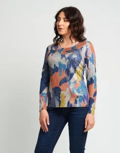 T-shirt fantasia con dettagli dorati