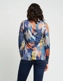 T-shirt fantasia con dettagli dorati