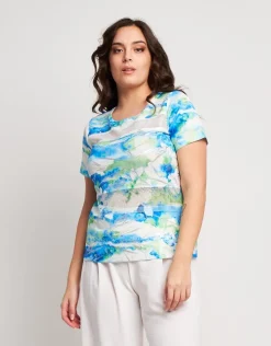 T-shirt fantasia con inserti in rete