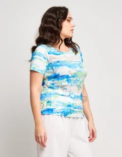 T-shirt fantasia con inserti in rete